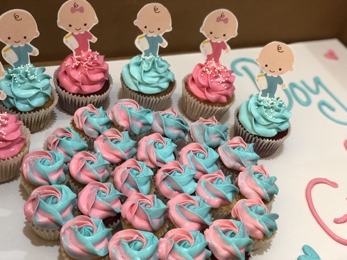 Boy Or Girl - big cupcakes + mini cupcakes