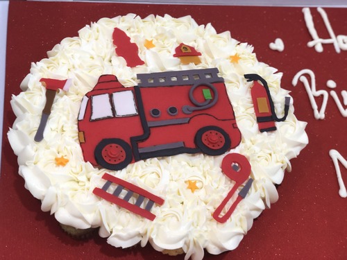 Fire Fighter Truck - Mini cupcakes  Please keep your writing that you want on the board in the box below