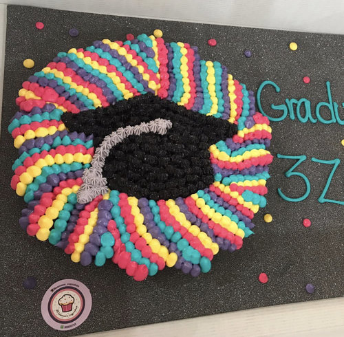 Colorful graduation cap - Mini cupcakes Please keep your writing that you want on the board in the box below