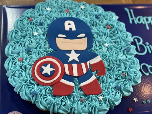 Captain America - mini cupcakes Please keep your writing that you want on the board in the box below