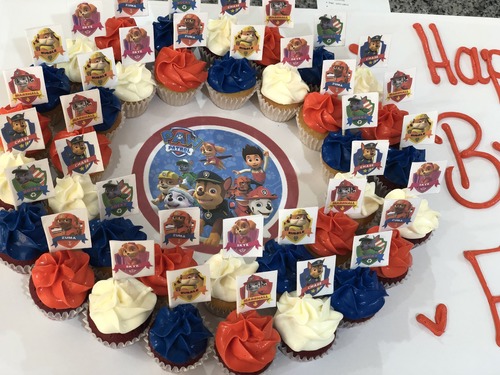 Paw patrol - 3 Dozens mini cupcakes Please keep your writing that you want on the board in the box below