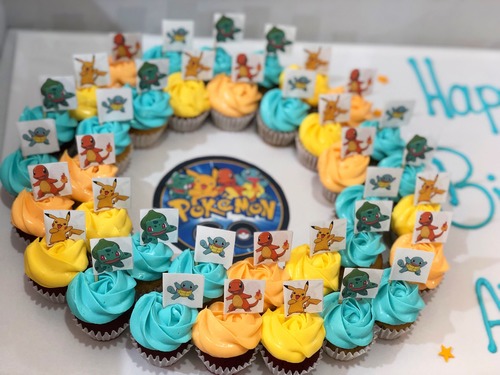 Pokemon picture & flags - 3 Dozens mini cupcakes Please keep your writing that you want on the board in the box below