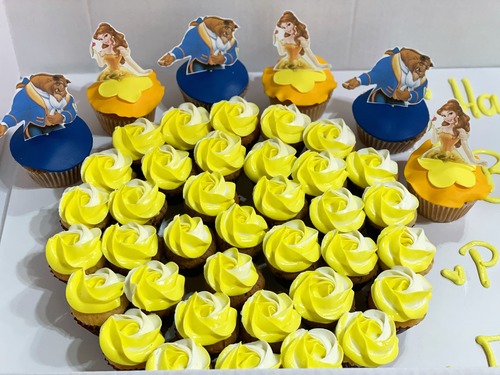 Beauty & the Beast - big cupcakes + mini cupcakes  Please keep your writing that you want on the board in the box below