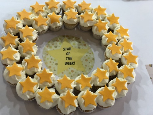 Yellow Star of the week - 3 Dozens mini cupcakes Please keep your writing that you want on the board in the box below