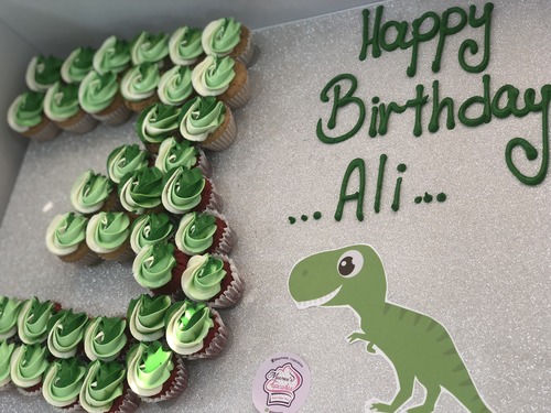 Dinosaurs Number - 3 Dozens mini cupcakes Please keep your writing that you want on the board in the box below