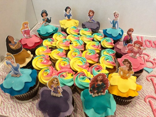Disney princess design - كب كيك ميني + كب كيك كبير الرجاء ترك كتابة التي تريدها على  اللوحة في صندوق الملاحظات في الأسفل