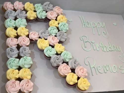 Pastel letter - 3 Dozens mini cupcakes Please keep your writing that you want on the board in the box below