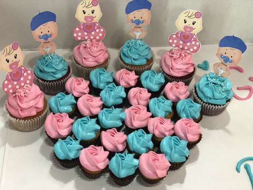 Baby boy & girl - big cupcakes + mini cupcakes Please keep your writing that you want on the board in the box below