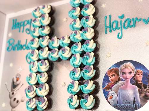 Frozen 2 letter - 3 Dozens mini cupcakes Please keep your writing that you want on the board in the box below