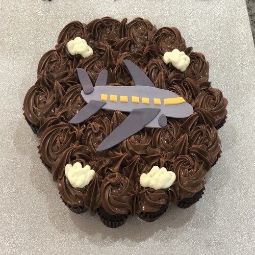 airplane Chocolate - mini cupcakes Please keep your writing that you want on the board in the box belowThis Design with Chocolate Flavor and all the chocolate Flavor comes with nuts