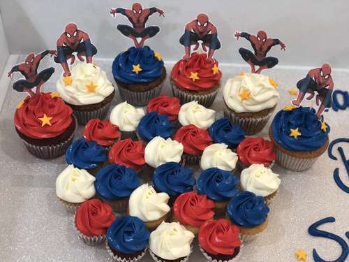 Spiderman - Big cupcakes + mini cupcakes Please keep your writing that you want on the board in the box below