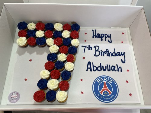 Number Paris Saint Germain - 3 Dozens mini cupcakes Please keep your writing that you want on the board in the box below