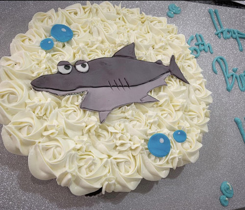 Grey shark - mini cupcakes Please keep your writing that you want on the board in the box below