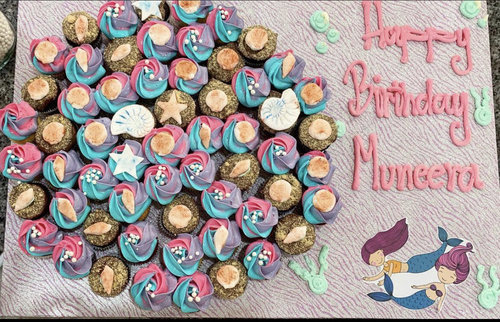 2 mermaids - mini cupcakes Please keep your writing that you want on the board in the box belowThis Design with Chocolate Flavor and all the chocolate Flavor comes with nuts