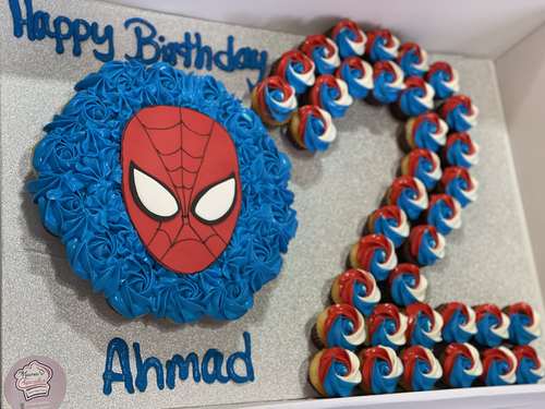 Spiderman + number - 5 Dozens mini cupcakes