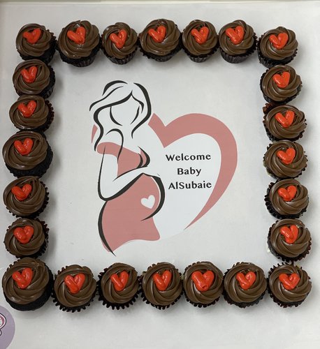 Chocolate Pregnant - 2 Dozens mini cupcakes Please keep your writing that you want on the board in the box below