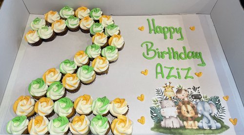 Animals numbers - 3 Dozens mini cupcakes Please keep your writing that you want on the board in the box below