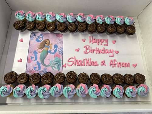 little mermaid the movie - 4 Dozens mini cupcakes Please keep your writing that you want on the board in the box below