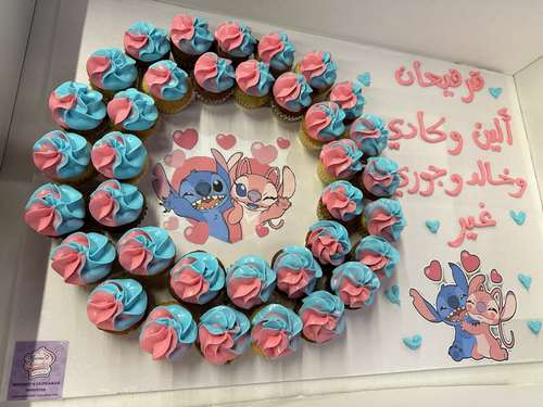 stitch blue and pink - 3 Dozens mini cupcakes