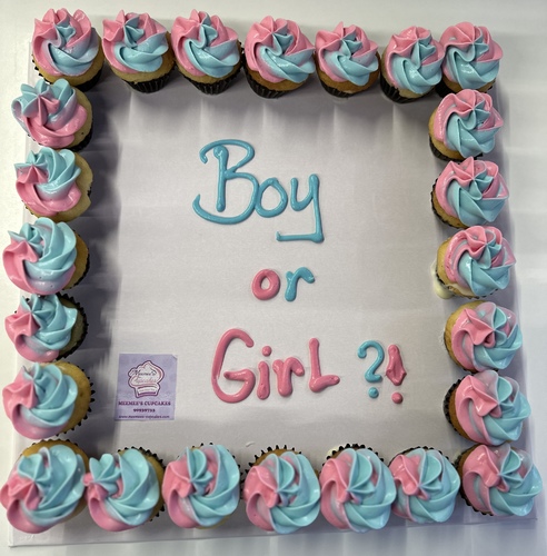 boy or girl - 2 Dozens mini cupcakes Please keep your writing that you want on the board in the box below