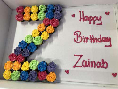 colorful letter - 3 Dozens mini cupcakes Please keep your writing that you want on the board in the box below