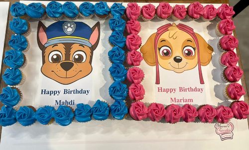 paw patrol - 4 Dozens mini cupcakes Please keep your writing that you want on the board in the box below