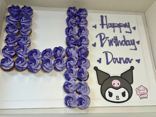 Kuromi number - 3 Dozens mini cupcakes Please keep your writing that you want on the board in the box below