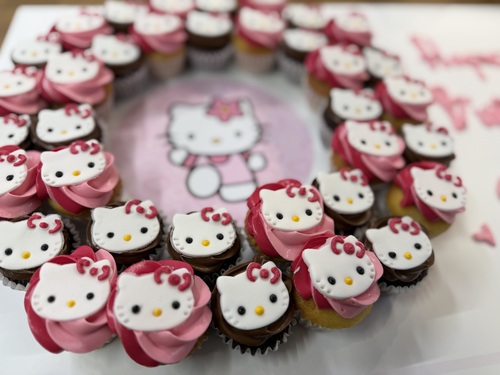 hello kitty - 3 Dozens mini cupcakes Please keep your writing that you want on the board in the box below