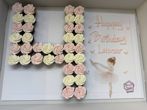 Ballerina number - 3 Dozens mini cupcakes Please keep your writing that you want on the board in the box below