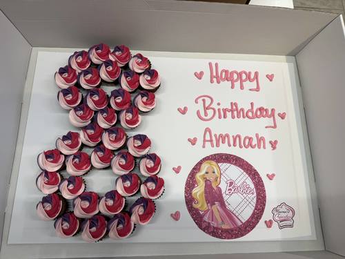 barbie number - 3 Dozens mini cupcakes Please keep your writing that you want on the board in the box below