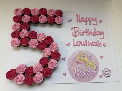 Barbie number - 3 Dozens mini cupcakes Please keep your writing that you want on the board in the box below