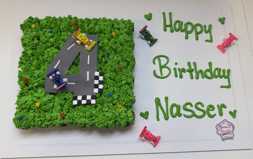 cars road number - 3 Dozens mini cupcakes Please keep your writing that you want on the board in the box below