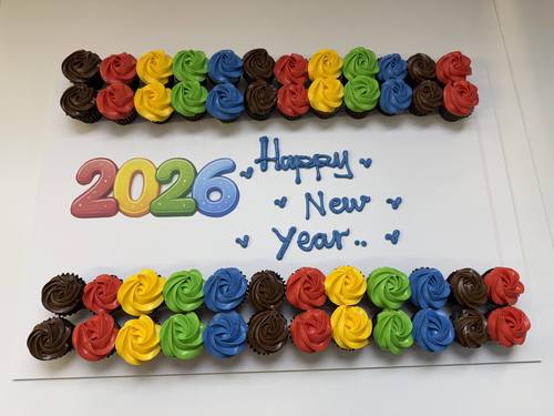 colorful new year - mini cupcakes Please keep your writing that you want on the board in the box below