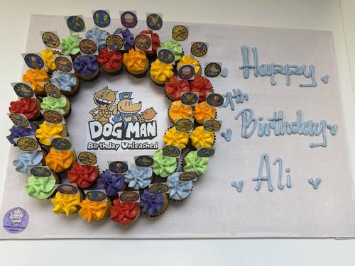 Dogman - 3 Dozens mini cupcakes Please keep your writing that you want on the board in the box below