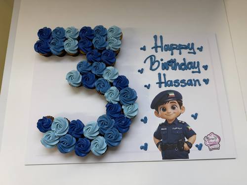 Police boy number - 3 Dozens mini cupcakes Please keep your writing that you want on the board in the box below