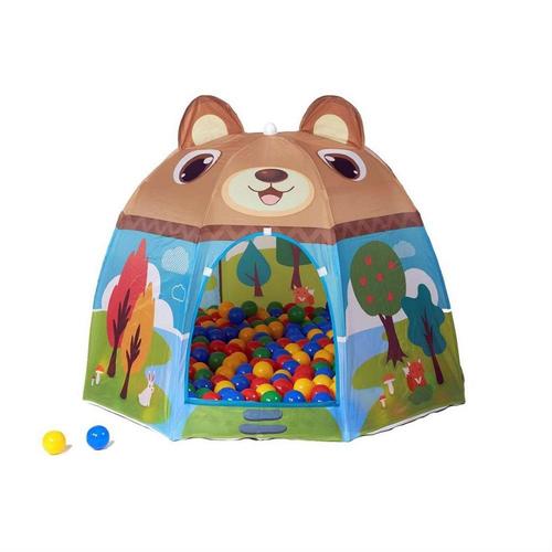 Bear shaped tent 100 colorful balls - Give your child a great time of fun by getting him a play tent with 100 colorful balls. It will attract your little one's attention, help him develop hand-eye coordination, and keep him entertained for hours. Lightweight and easy to carry and fold into the attached bag.