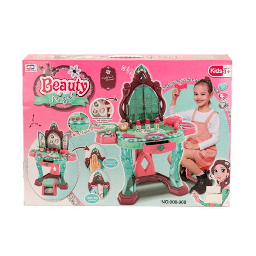 Baby Harrdss - Beauty care game - Beauty care set  Girls' Magical Woman Dressing Table and Chair with Accessories  75 cm high  Accessories for a little princess  Imitation lipstick, varnish, beads and hair dryer