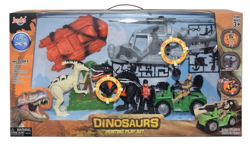 2 dinosaurs + helicopter + fishing tools - Features 2 dinosaur figures 
 This dinosaur playset makes a fun birthday gift or present for dinosaur-loving boys and girls ages 
 3 to 10 years