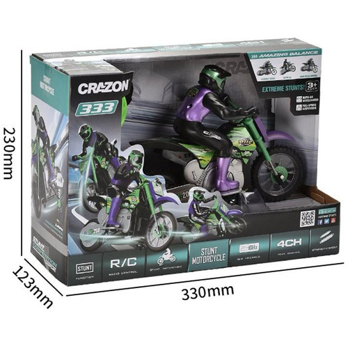 crazon rc  remote, controlled motorcycle with smoke function. The motorcycle goes forward reverse, t