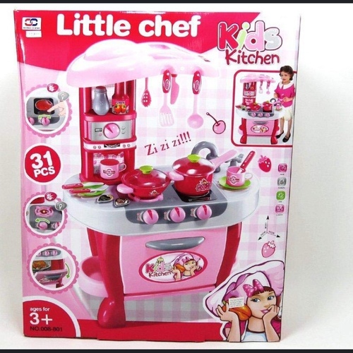 Girls happy play cooking game kitchen toys  trolly