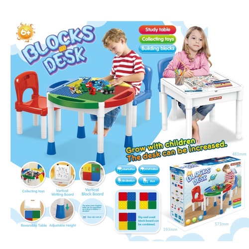 Blocks desk with two chairs