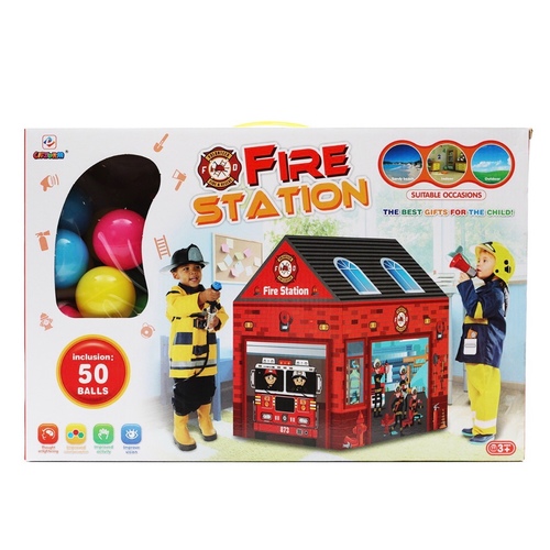 Kids fire station tent house with 50 balls
