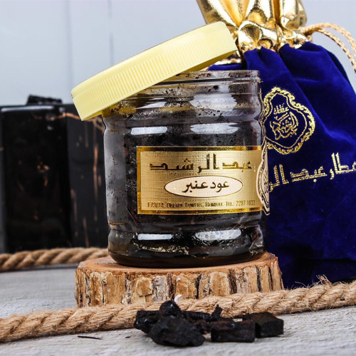 Oud Amber Abdul Rashid - Size: 100 gm Description: A luxurious amber oud with a distinctive smell that lasts for a long time.