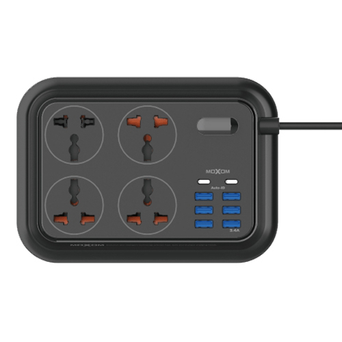 Maksom, Power Splitter 4 AC Sockets + 2 Type C + 6 USB - Fast Charging 3.5A -2500W (Code:84) - Maxim, 6 Ports AC Splitter, 3.5A - 2500 Watts - MX-ST06 details Body: muffled Discover: MX-ST06 Electricity distributor and charger Supports the fast charging feature 4 AC 6 USB ports 2 Type C ports 3.5A fast charging Power 2500W USB Output: DC5V-3.4A (Max) 17W Charge 12 devices at the same time ABS + PC fireproof material Power cord: 2 meters Smooth and elegant design for home and travel