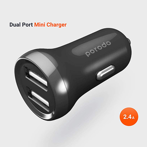 Porodo Mini Dual Car Charger 2.4A (Code:130) - Porodo Mini 2.4A Dual Port Car Charger Compatible with: MP3 Players and MP4 Players Brand: Borrodo Type: car chargers