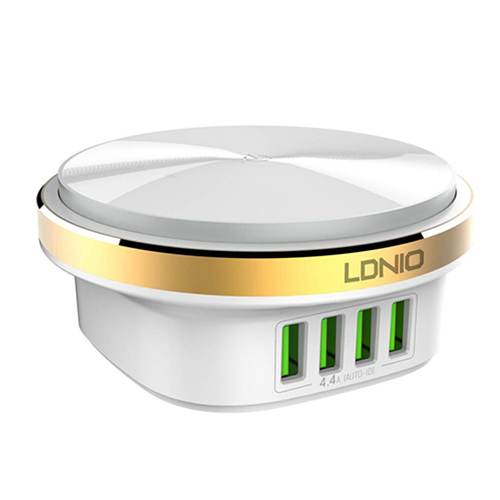 Ldnio - LED Electric Desk Lamp and 4 USB Ports Charger 4.4A - White - Model A4406 (Code:72) - Ldnio LED Light Bulb 4 USB Ports Charger 4.4A - White - A4406 Sagittarius: Ldenyo Model: A4406 Made of high quality materials LED lamp with elegant and modern appearance Suitable for use with most digital cars Automatic device recognition feature 4 USB ports safety protection system LED current lighting power: 2.4W Power Input: AC 100-240V / 50-60Hz Power Output: 5V / 4.4A / 22W Dimensions: 15 x 10 x 15 cm Weight: 0.46 kg