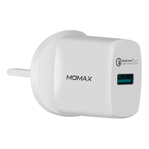 Momax QC 3.0 Quick Charger Single Port 18W (UM1QUKW) - White (Code:135) - Momax QC 3.0 Quick Charger Single Port 18W (UM1QUKW) - White QC 3.0 charger, which enables fast charging of expander devices. Customize Input: 100-240V, 50/60Hz Output: 5V = 3A, 9V = 2A 12V = 1.5A QC 3.0 . Technology Compatibility: QC 3.0 . digital tapes Used for device, and tablets with universal USB ports 1 Connectivity - USB Model- UM1QUKW Brand - Momax