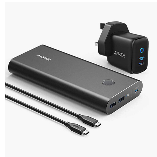 Anker Backup Battery + PowerCore 45W + Wall Charger - Black (Code: 158) - Product details Anker Backup Battery + PowerCore 45W + Wall Charger - Black Features and Specifications: Brand: deny Black color Model: B1376K11 60W charger USB-A port 15W USB-C port 45W Capacity: 26800 mAh Wide compatibility with many phones 3 built-in LED lights Charge your 13-inch MacBook in just 2 hours Contents: Backup battery wall charger USB-C to C . cable