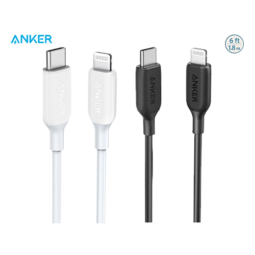 Anker Power Line 3 USB-C to Lightning Cable (1.8m/6ft) (code: 175) - Anker Power Line 3 USB-C to Lightning Cable (1.8m/6ft) Ultra-durable, high-speed sync and charge cable Supports PD high-speed charging You can connect it to your own charger and increase the charging speed of your iPhone to 50% within 50 minutes It is distinguished by its durable and high-capacity exterior structure that can withstand any kind of tensile strength, which can be folded up to 25,000 times. Certified by Apple with the ability to charge all Lightning devices, providing a perfect charge every time It features a head with a raised surface, which is easy to plug in and out of the ports Compatible with iPhone 11 Pro, 11 Pro Max, X, XS, XR Max and AirPods Pro Specifications: Height: 1.8 m/6 ft Lifespan: 25,000 sprains Compatible Devices: Devices with USB C to Lightning Ports