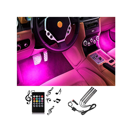 4 in 1 Car Decorative Light Bar 12V 8 Colors LED Changing Lighting with Music 5050-SMD (Code223) - 4 in 1 Car Interior Decoration Light Bar 12V 8 Colors LED Variable Light Strip with Music Waterproof Light Production details: Material: PC version + soft glue Voltage: DC12V Number of lights: 18 LEDs per light strip Valve type: 5050SMD Light color: white red blue green ice blue orange yellow pink purple pink Power: 10.8W Irradiation angle: 180° wide irradiation angle Strap Length: 0.55 * 12.6in Cable length: 4 feet * 2 pieces, 6 feet * 2 pieces Weight: 0.46 lbs Production highlights: 4 music modes, 8 signal colors, 2 jump modes, 2 fade in and fade out modes. Support customize lighting mode by mobile APP. The built-in smart sensor can control the light to change the rhythm of the music. Connect the cigarette lighter to work without modifying the circuit. The back of the lamp belt has 3m strong glue, with 4 and 6ft cables, you can stick it any time you want.